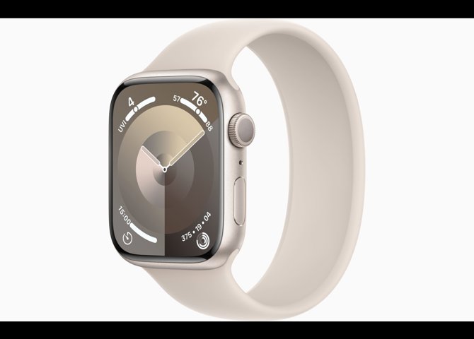 خرید اینترنتی ساعت هوشمند اپل مدل Apple Watch S9 آلومینیوم استارلایت با بند اسپرت سیلیکون