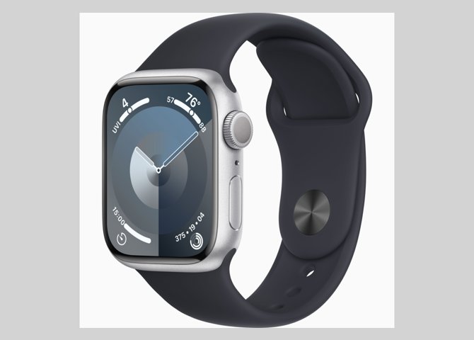 خرید اینترنتی ساعت هوشمند اپل مدل Apple Watch Series 9 بدنه آلومینیوم سیلور با بند آبی ۴۱ میلی متری