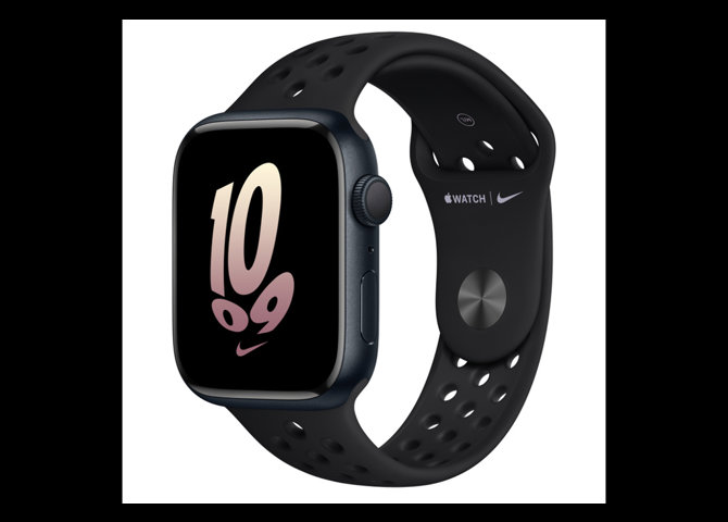 خرید اینترنتی ساعت هوشمند اپل مدل Apple Watch Series 8 بدنه آلومینیوم میدنایت با بند نایکی مشکی-45 میلی متری