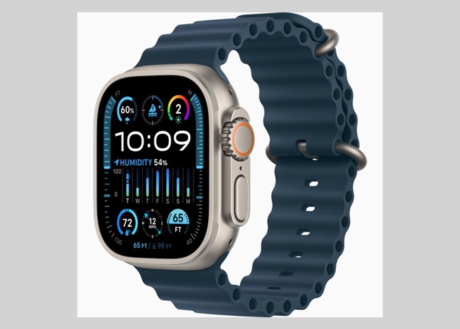 خرید اینترنتی ساعت هوشمند اپل مدل Apple Watch Ultra 2 تیتانیومی با اوشن بند آبی - ۴۹ میلی متری