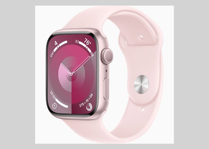 خرید اینترنتی ساعت هوشمند اپل مدل Apple Watch Series 9 بدنه آلومینیوم صورتی با بند صورتی- ۴۵ میلی متری
