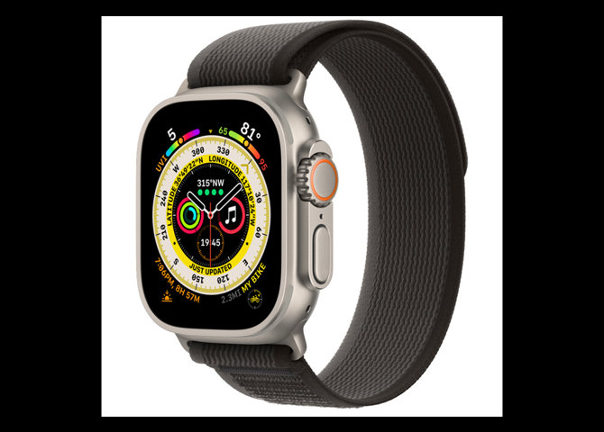 خرید اینترنتی ساعت هوشمند اپل مدل Apple Watch Ultra بدنه تیتانیومی با بند تریل لوپ مشکی/خاکستری - ۴۹ میلی‌متری
