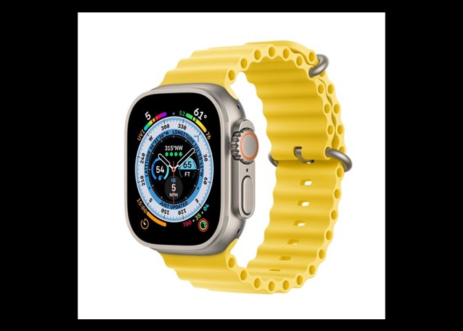 خرید اینترنتی ساعت هوشمند اپل مدل Apple Watch Ultra رنگ تیتانیوم با بند اوشن زرد – سایز ۴۹ میلی‌متر