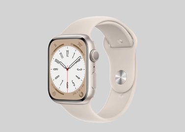 خرید آنلاین اپل واچ سری 8 (Apple Watch S8) آلومینیوم استارلایت با بند اسپرت سیلیکون استارلایت