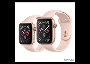 خرید اینترنتی ساعت هوشمند اپل مدل (Apple Watch S5) رنگ طلایی بند اسپورت رنگ صورتی 44mm
