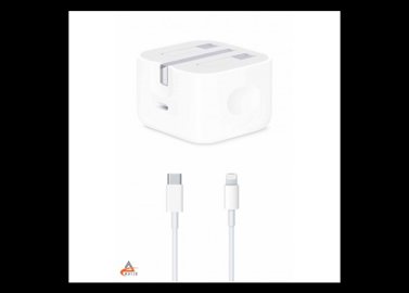 خرید اینترنتی شارژر دیواری اورجینال 20W اپل P/A سه پین به همراه کابل USB-C Ligtning